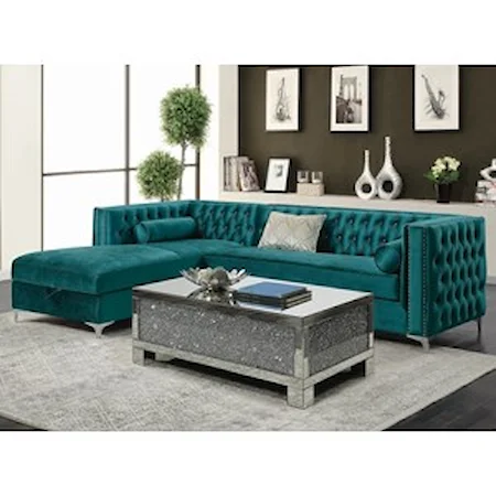 Tufted Sectional with Storage Chaise